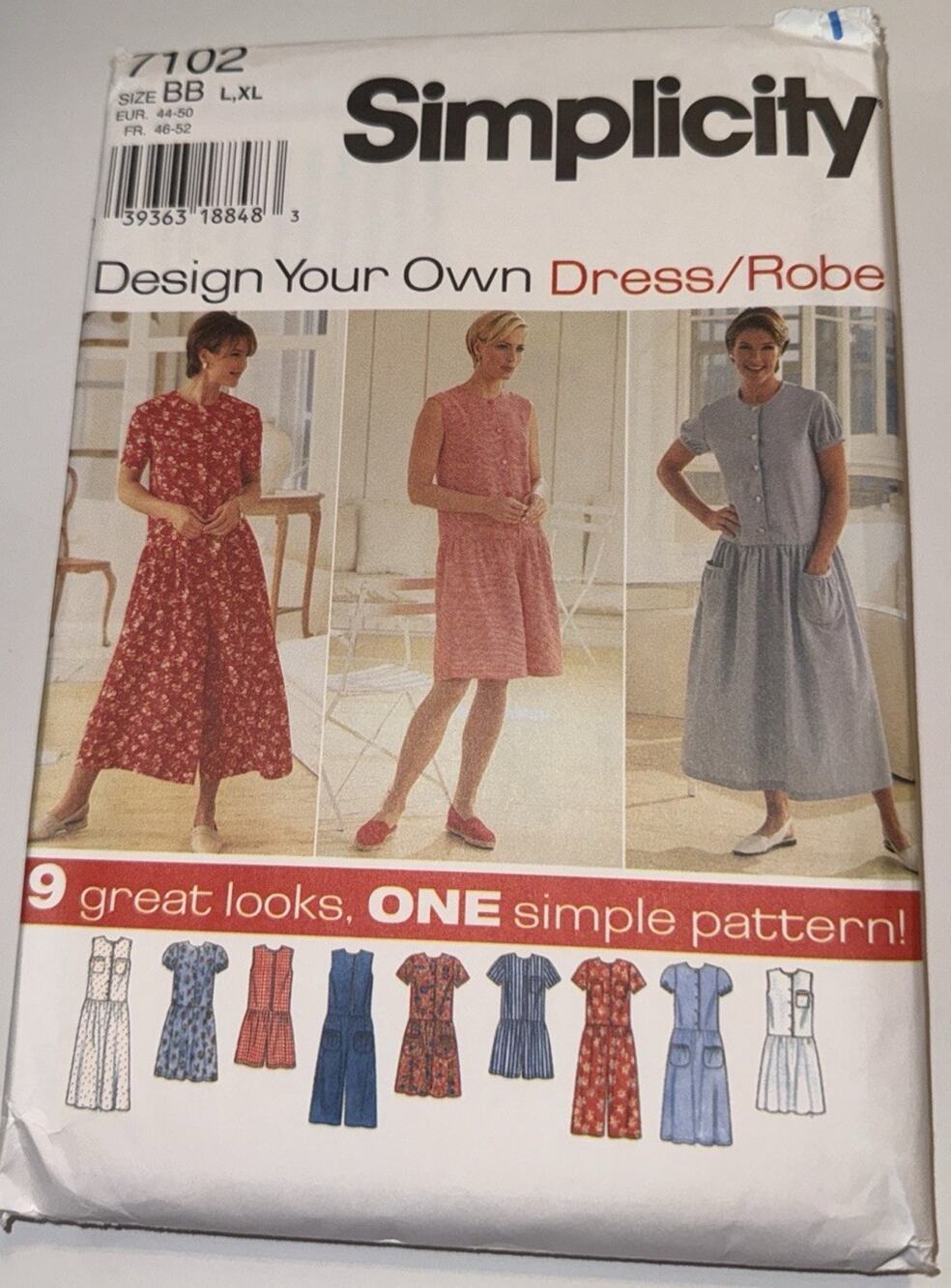 Simplicity 7102 Misses Dress Robe Romper Sewing Pattern Size BB L XL UC
